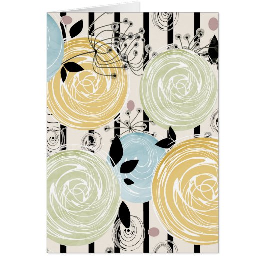 Retro, abstract flowers cards (Front)