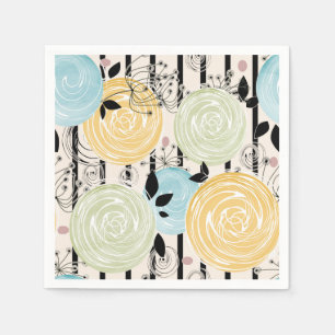 Retro, abstract flowers napkins