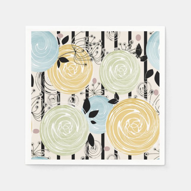 Retro, abstract flowers napkins (Front)