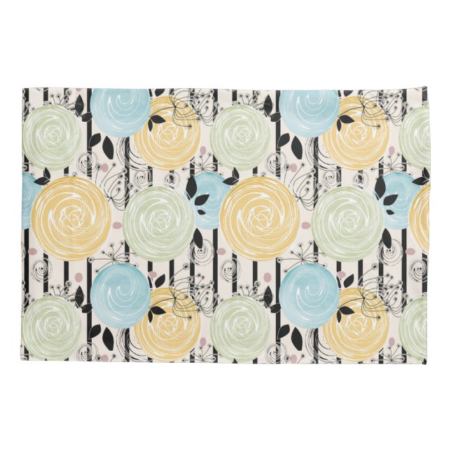 Retro, abstract flowers  pillow case (Back)
