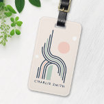 Retro abstract geometric art lines arches circles luggage tag<br><div class="desc">Luggage tag featuring geometric shapes and lines in retro colors and your custom name or text.</div>