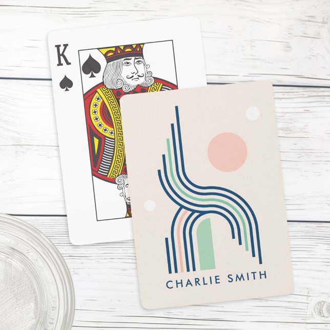 Retro abstract geometric art lines arches circles  poker cards (Retro abstract geometric art lines arches circles poker cards)