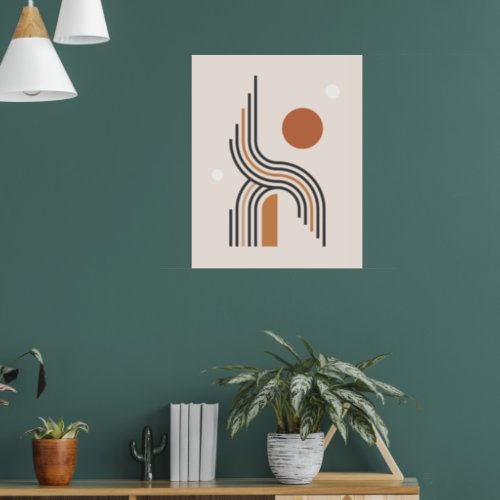 Retro abstract geometric art lines arches circles poster