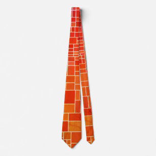 "Retro Abstract Geometric" Men's Orange Gold Fun Neck Tie