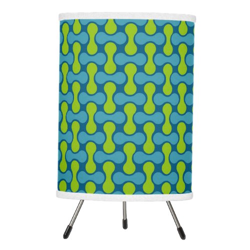 Retro Abstract Geometric Pattern in Blue and Green Tripod Lamp