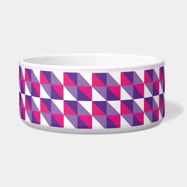 Retro Abstract Geometric Pink Purple & White Bowl (Front)