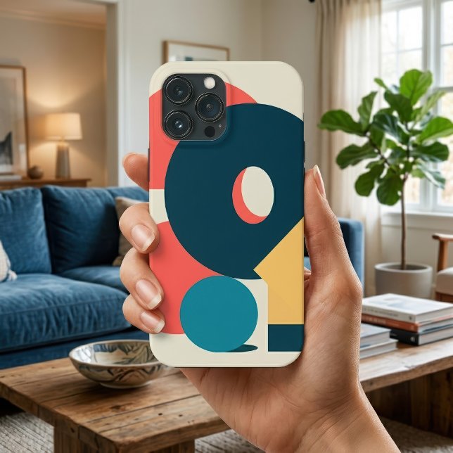 Retro Abstract Geometric Risograph Art Design Case-Mate iPhone Case (Retro Abstract Geometric Risograph Art Design. iPhone Case)