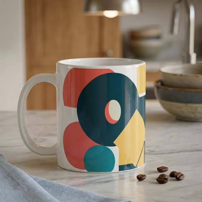 Retro Abstract Geometric Risograph Art Design Coffee Mug (Retro Abstract Geometric Risograph Art Design. Coffee Mug)