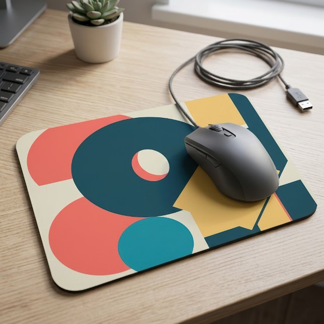 Retro Abstract Geometric Risograph Art Design Mouse Pad (Retro Abstract Geometric Risograph Art Design. Mouse Pad)