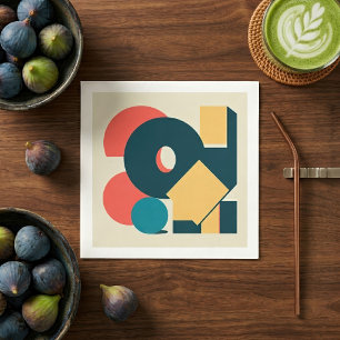 Retro Abstract Geometric Risograph Art Design Napkins
