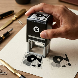 Retro Abstract Geometric Risograph Art Design Self-inking Stamp