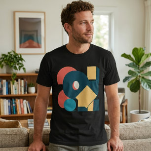 Retro Abstract Geometric Risograph Art Design T-Shirt