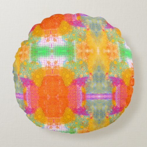 Retro Abstract Geometric Round Pillow