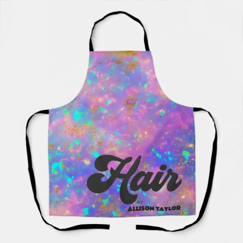 Retro Abstract Gold Fire Opal Gemstone Hairstylist Apron