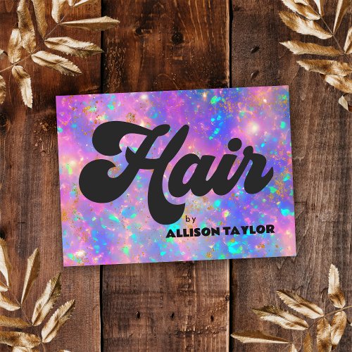 Retro Abstract Gold Fire Opal Gemstone Hairstylist Business Card