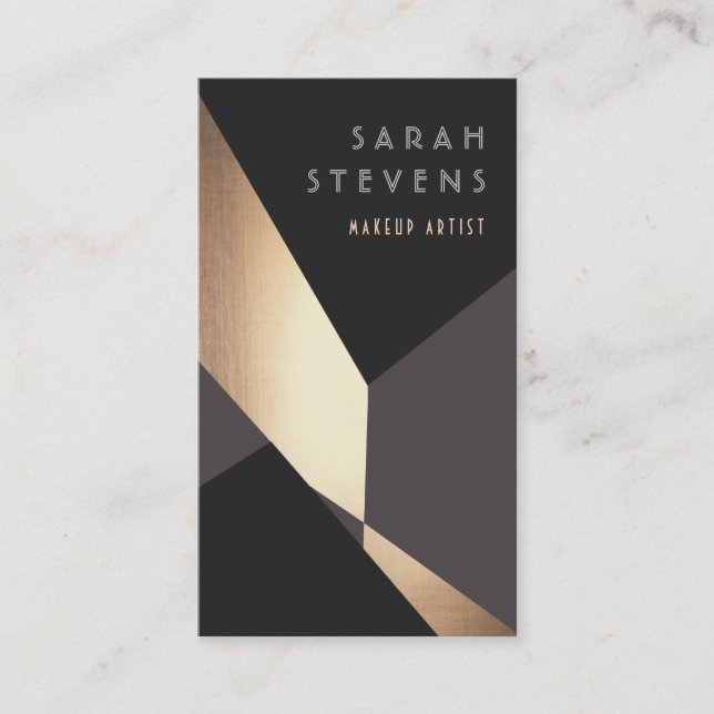 Retro Abstract Gold Makeup Artist Art Deco Beauty Business Card (Front)