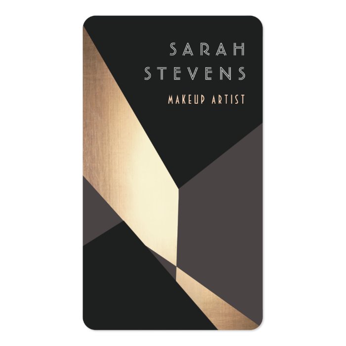 Retro Abstract Gold Makeup Artist Art Deco Beauty Business Cards