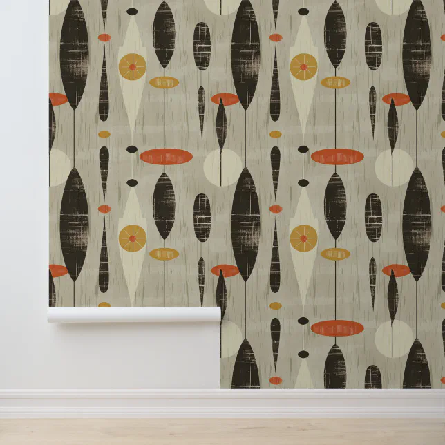 Retro Abstract Gray Geometric Pattern Wallpaper | Zazzle
