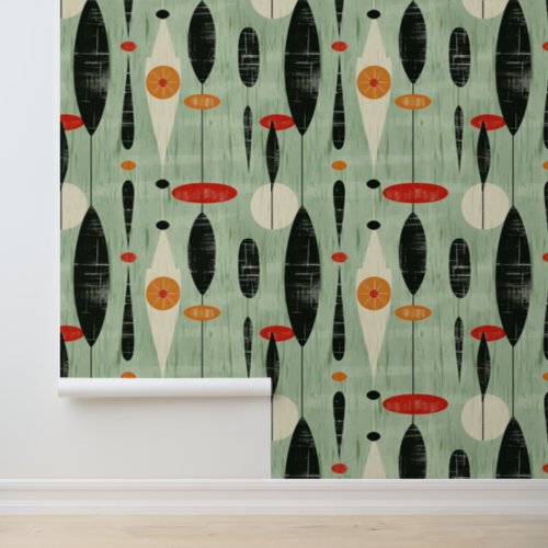 Retro Abstract Green Geometric Pattern Wallpaper