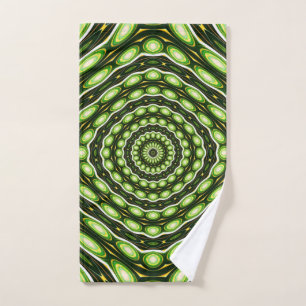 Retro Abstract Green Pattern Hand Towel