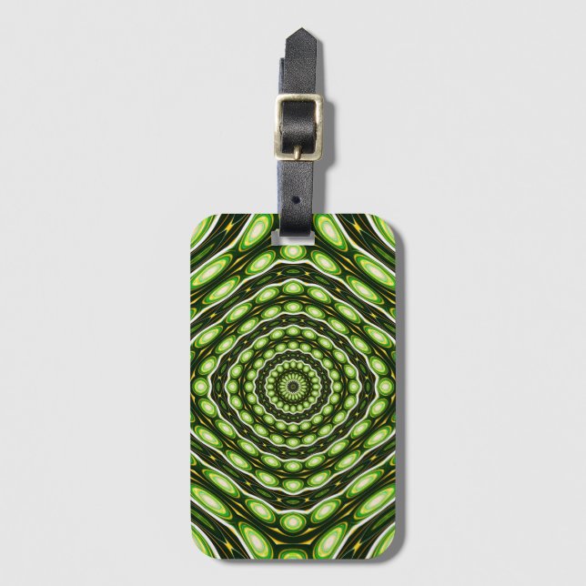Retro Abstract Green Pattern Luggage Tag (Front Vertical)