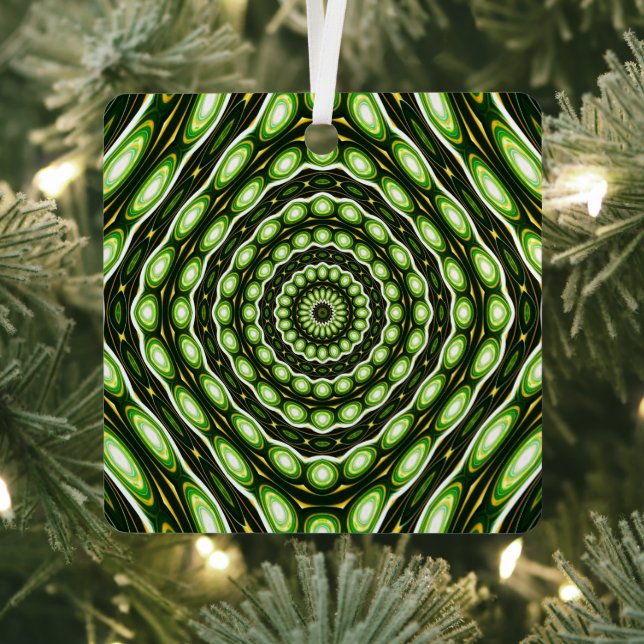 Retro Abstract Green Pattern Metal Ornament (Insitu)