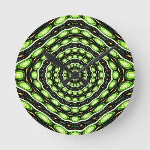 Retro Abstract Green Pattern Round Clock