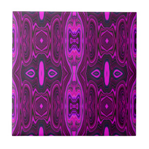 Retro Abstract Hot Pink and Magenta Pattern Ceramic Tile
