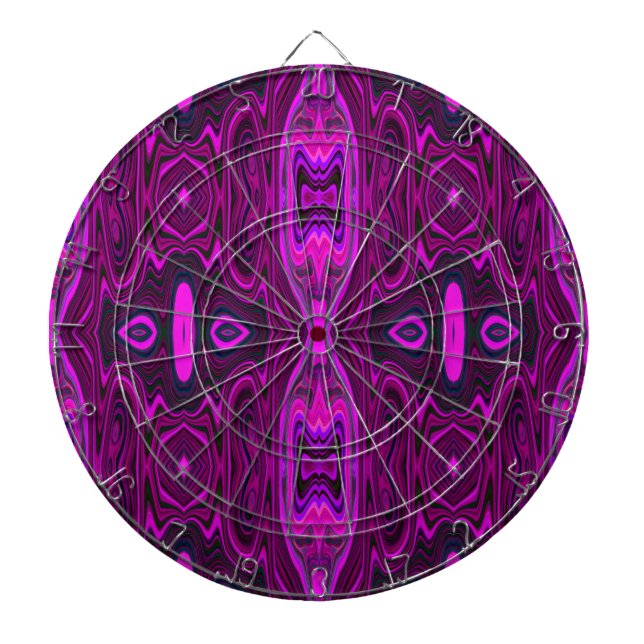 Retro Abstract Hot Pink and Magenta Pattern Dart Board (Front)