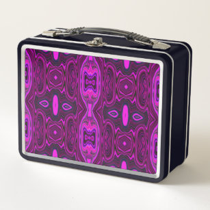 Retro Abstract Hot Pink and Magenta Pattern Metal Lunch Box