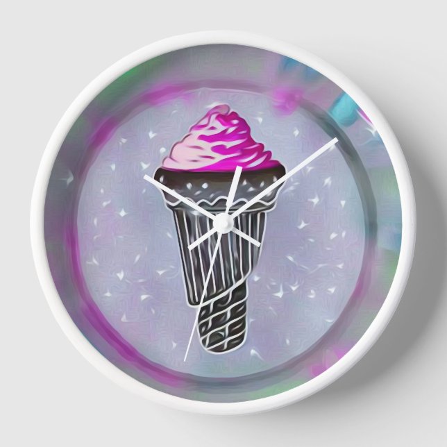 Retro Abstract Ice Cream Cone Clock (Front)