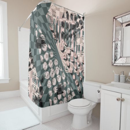 Retro Abstract Illusion   Shower Curtain