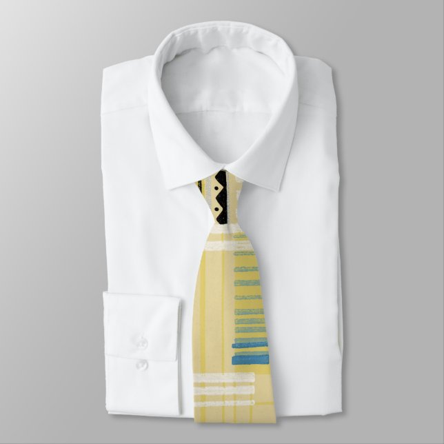 Retro Abstract in Yellow With Geo Neck Tie (Tied)