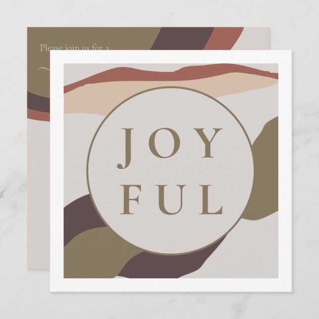 Retro Abstract Joyful Christmas Party Invitation (Front/Back)