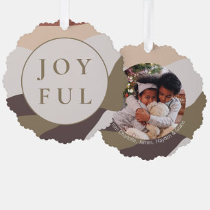 Retro Abstract Joyful Christmas Personalized Photo Ornament Card