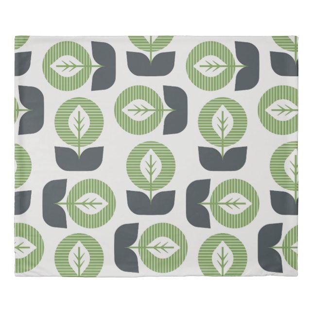 Retro Abstract Leaves: Seamless Vintage Style Duvet Cover (Front)