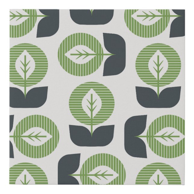Retro Abstract Leaves: Seamless Vintage Style Faux Canvas Print (Front)