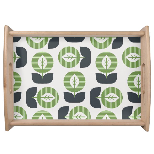 Retro Abstract Leaves: Seamless Vintage Style Serving Tray (Front)