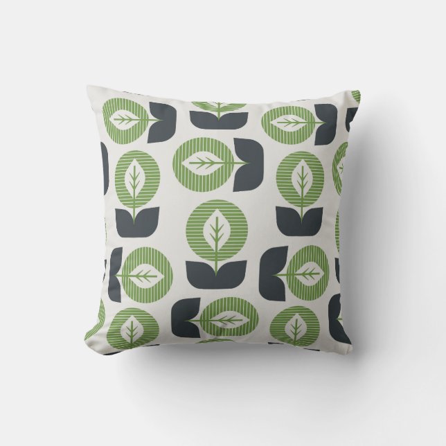 Retro Abstract Leaves: Seamless Vintage Style Throw Pillow (Front)