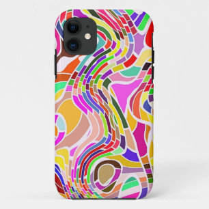 Retro Abstract Line Art Colorful iPhone 11 Case