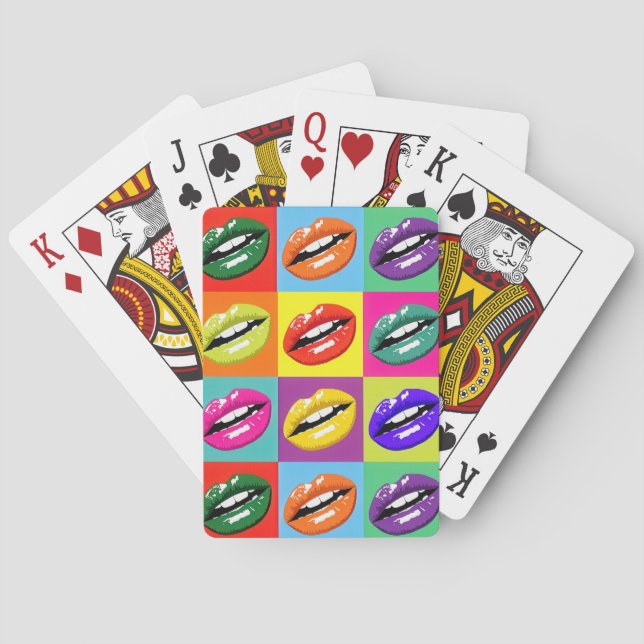 Retro abstract lips playing cards (Back)