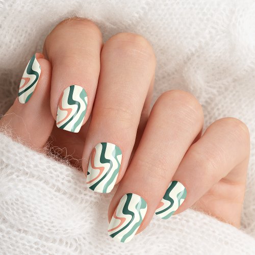 Retro Abstract Marble Swirl Pink Mint Pattern Minx Nail Art