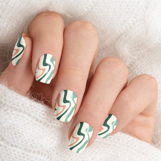 Retro Abstract Marble Swirl Pink Mint Pattern Minx Nail Art (Creator Uploaded)