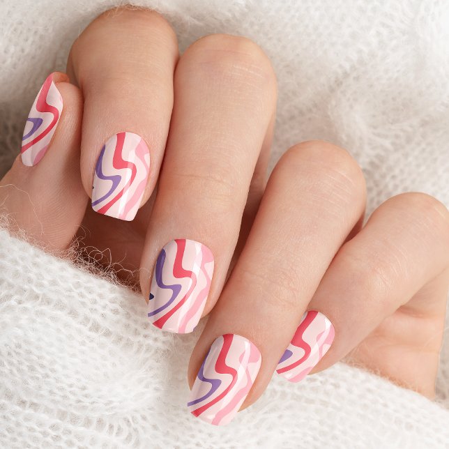 Retro Abstract Marble Swirl Pink Purple Pattern Minx Nail Art (Creator Uploaded)