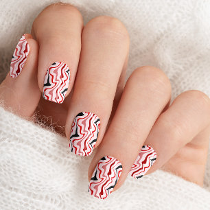 Retro Abstract Marble Swirl Red And Black Minx Nail Art