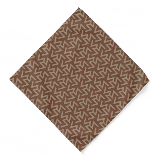 Retro Abstract Mid-Century Modern Pattern in Brown Bandana (Front)