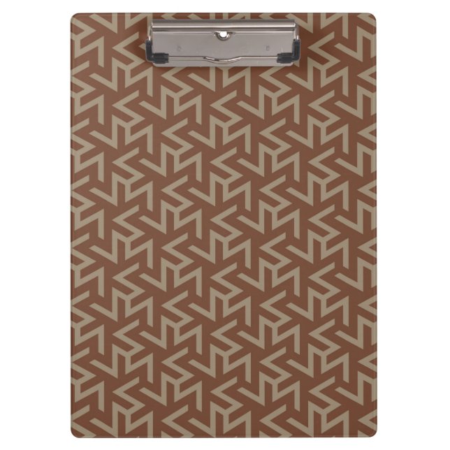 Retro Abstract Mid-Century Modern Pattern in Brown Clipboard (Front)