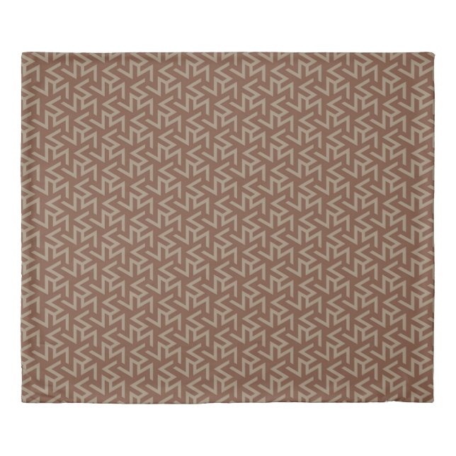 Retro Abstract Mid-Century Modern Pattern in Brown Duvet Cover (Front)