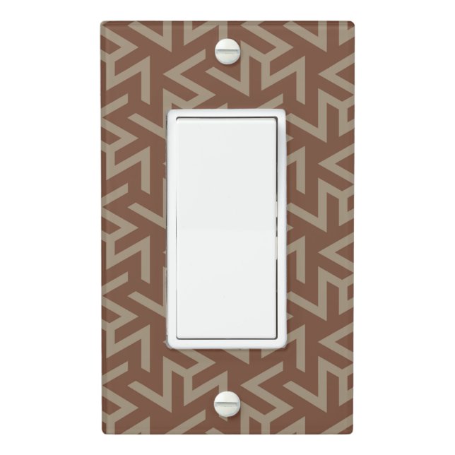 Retro Abstract Mid-Century Modern Pattern in Brown Light Switch Cover (In Situ)