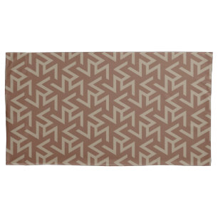 Retro Abstract Mid-Century Modern Pattern in Brown Pillow Case
